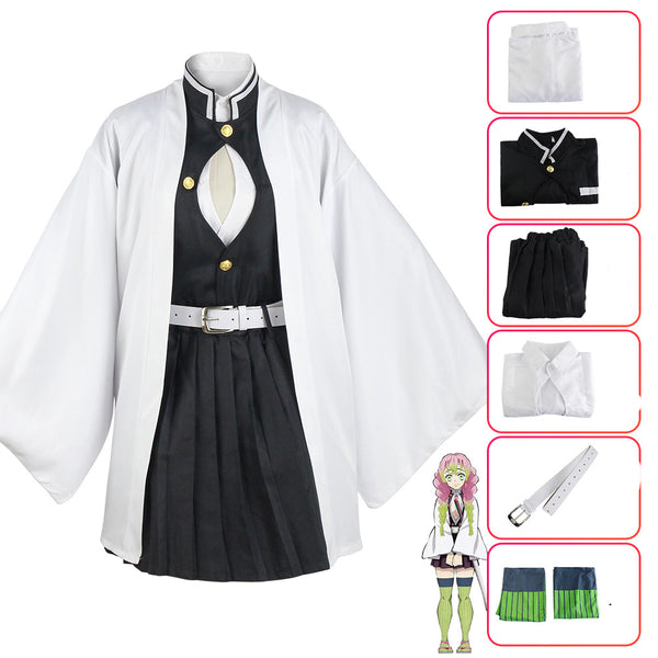 Kids Version Anime Mitsuri Kanroji Costume Full Set+Wigs+Shoes Halloween Carnival Outfit