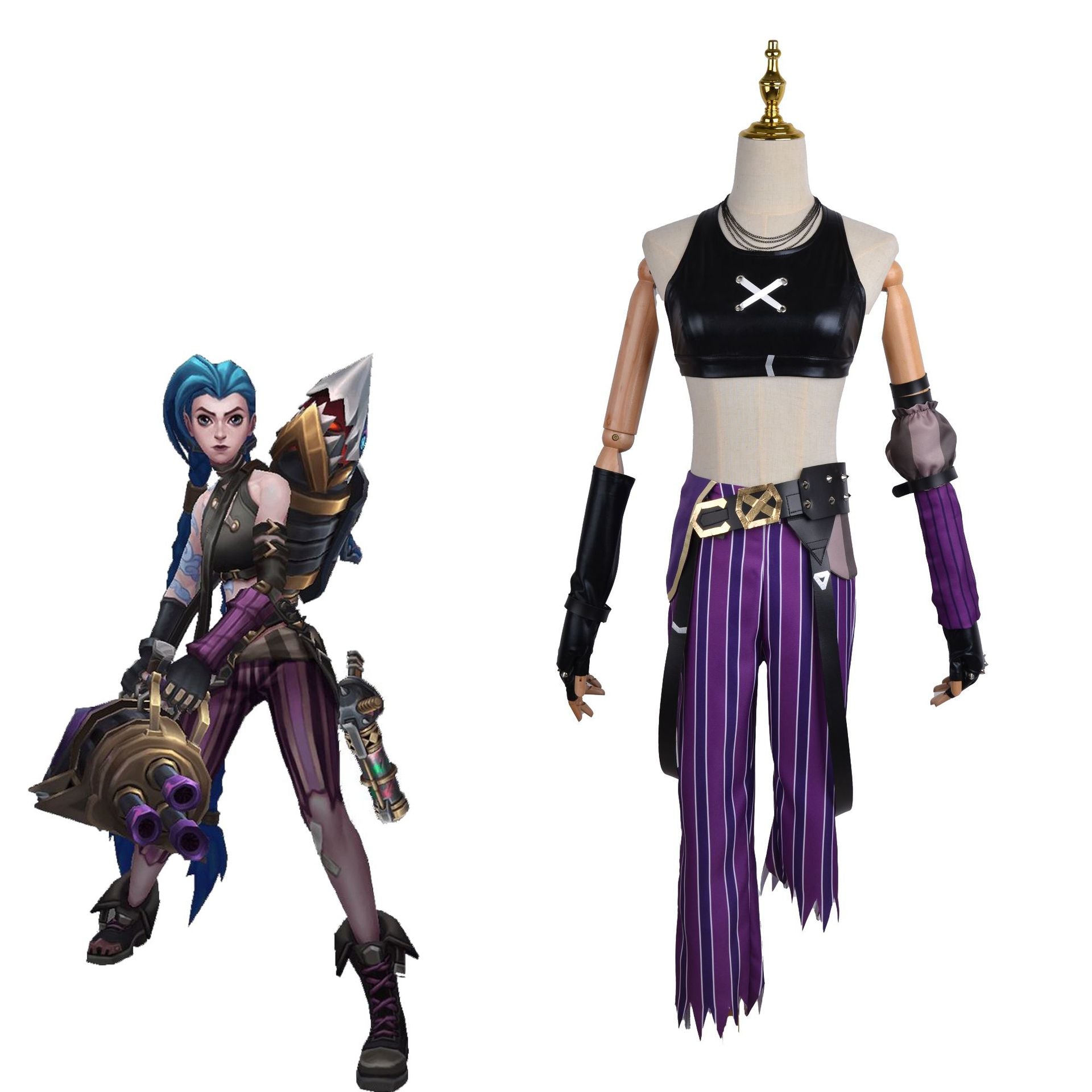 League of Legends Costume LOL Arcane Jinx Costume Halloween Carnival Cosplay Costume