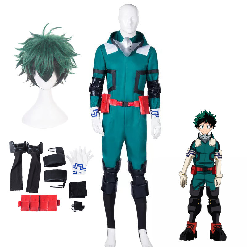 Midoriya Izuku Deku Fighting Suit Cosplay Costume With Wigs Set Halloween Izuku's Costume Beta