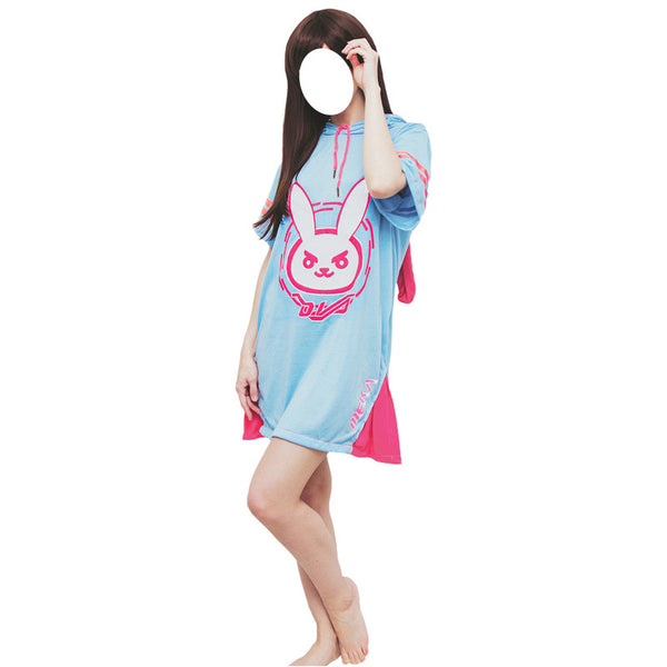 Overwatch D.Va Hana Song Cosplay Costume Pajama Hooded Dress Halloween Costume