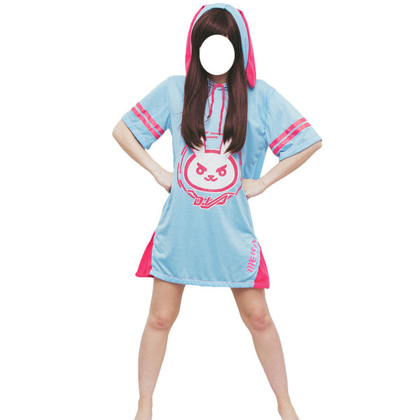 Overwatch D.Va Hana Song Cosplay Costume Pajama Hooded Dress Halloween Costume