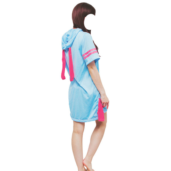 Overwatch D.Va Hana Song Cosplay Costume Pajama Hooded Dress Halloween Costume