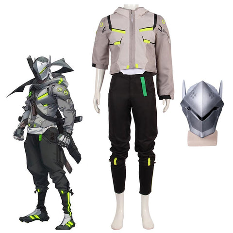 Overwatch 2 Genji Shimada Cosplay Costume With Mask Halloween Full Set Costume